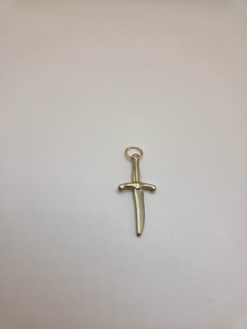 Vintage Solid Brass Miniature Dagger Sword Pendant Charm Necklace